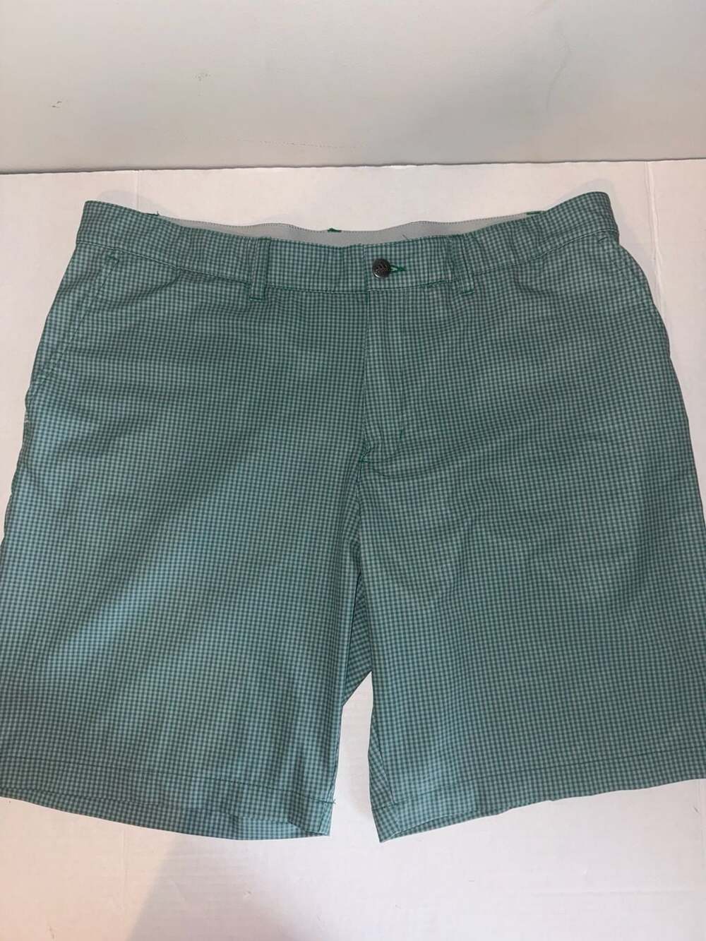 Adidas Ultimate365 Gingham Golf Shorts Green Size 38